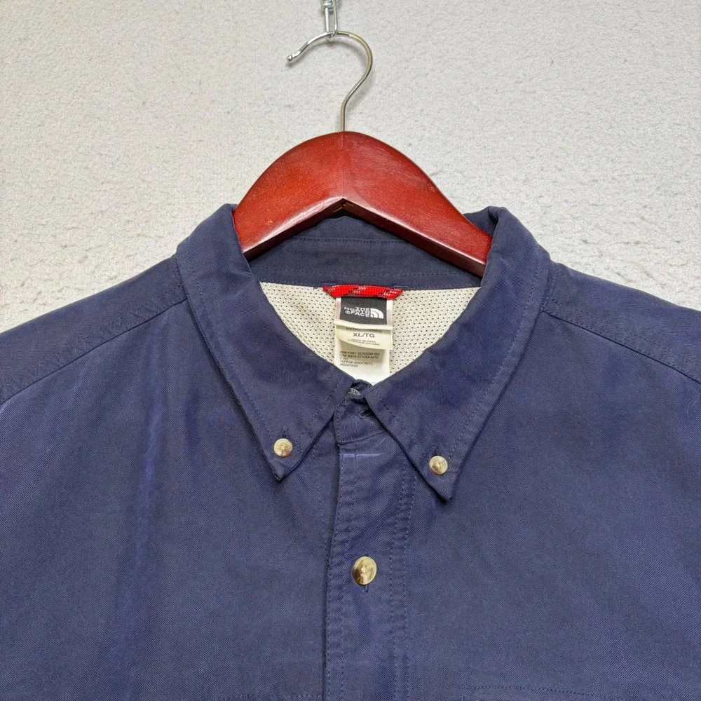 The North Face Button Up Shirt Mens XL Navy Blue A412 Long Sleeve Hiking Utility